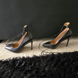 Nine West Black Lace-Up Pointed Stiletto Heels